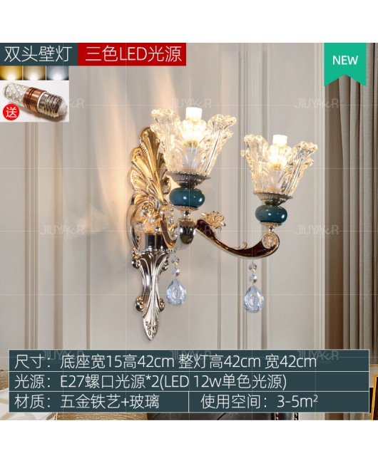 European style living room crystal chandelier, French style palace countryside villa retro ceramic chandelier, light luxury bedroom glass chandelier
