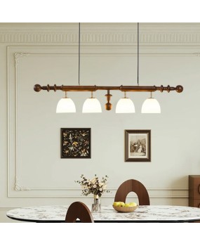 French medieval restaurant solid wood pendant light Wabi Sabi style, Nanyang style, black retro designer bar counter straight strip light