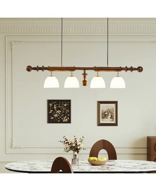 French medieval restaurant solid wood pendant light Wabi Sabi style, Nanyang style, black retro designer bar counter straight strip light