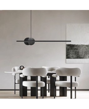Italian minimalist light luxury all copper long bar restaurant pendant light, modern atmospheric designer model room dining table island table lighting fixtures