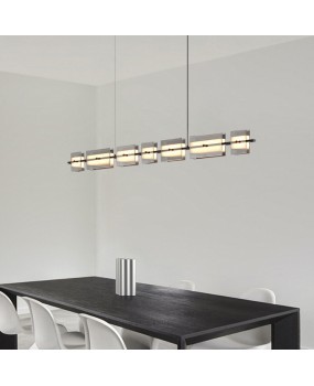 Italian minimalist all copper restaurant pendant light, high-end designer, artistic glass bar counter, office desk, straight strip light fixture