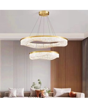 Full copper light luxury grand living room pendant light, postmodern designer art, living room dining room, creative minimalist resin pendant light