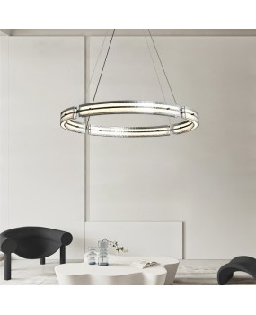 Italian minimalist one line long water patterned glass restaurant pendant light, creative designer, light luxury bar counter dining table light, high-end