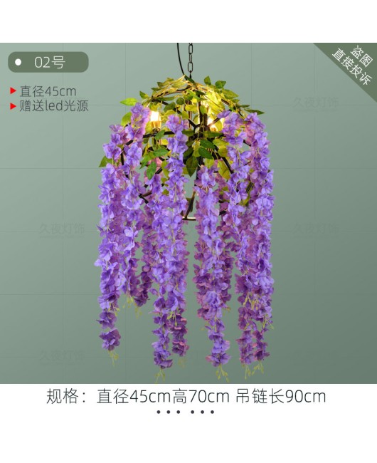 Industrial style retro walnut music restaurant bar plant flower pendant light creative green plant circular art pendant light
