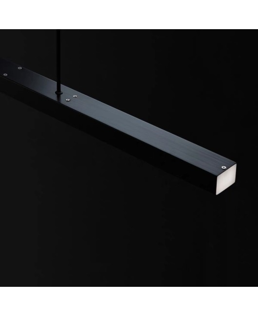 Italian style all copper long bar restaurant pendant light, modern minimalist geometric office island counter, black straight dining table light
