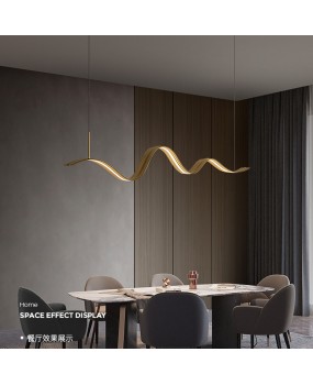 All copper restaurant chandelier, modern minimalist light luxury dining table bar table lamp, Italian minimalist long bar dining room office lighting