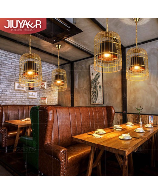Iron birdcage pendant light, industrial style retro club restaurant, coffee shop, internet cafe, bar counter, golden decorative pendant light