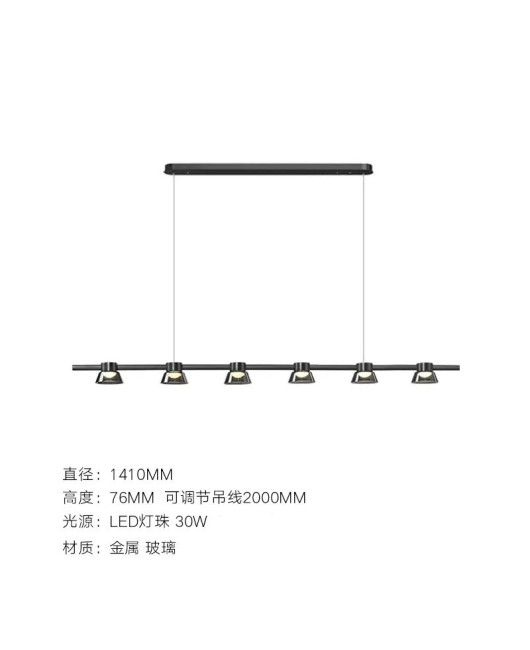 Italian minimalist restaurant pendant light, modern bar counter island, Nordic Italian designer, glass light luxury, one line long strip