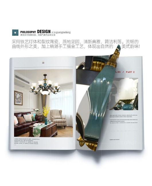 American retro ceramic chandelier, living room, grand Nordic light luxury model room, designer hotel club, villa lighting