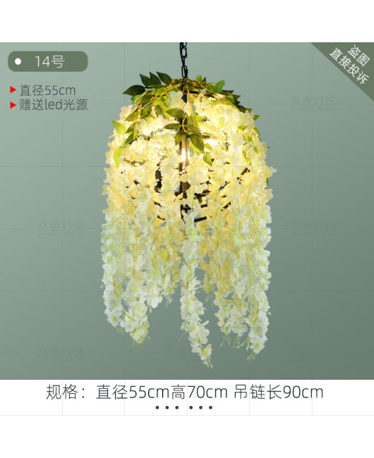 Industrial style retro walnut music restaurant bar plant flower pendant light creative green plant circular art pendant light