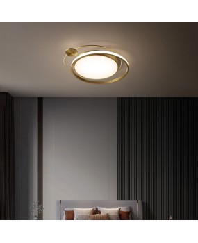 All copper minimalist modern bedroom light LED ceiling light creative personality Nordic light luxury master bedroom room study lighting