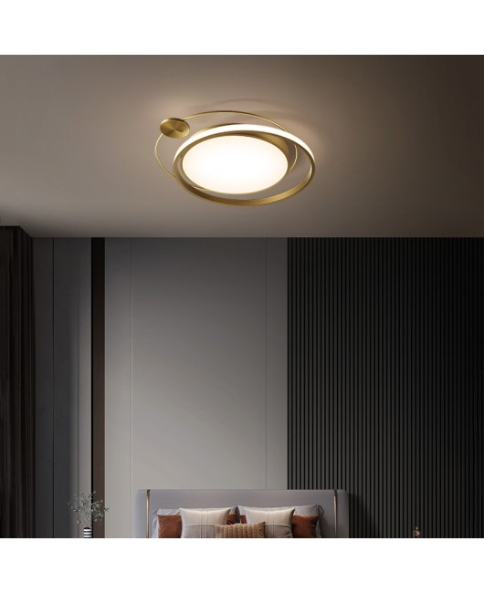 All copper minimalist modern bedroom light LED ceiling light creative personality Nordic light luxury master bedroom room study lighting