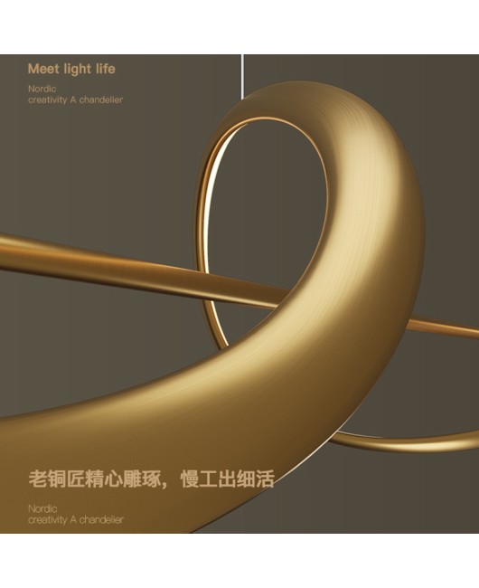 All copper minimalist restaurant pendant light, minimalist modern luxury dining table, bar counter, dining room light, creative and personalized designer lighting fixtures