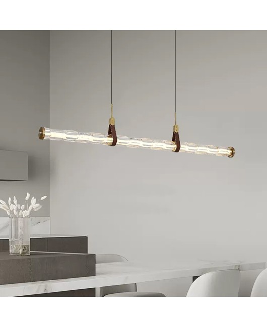 Italian minimalist restaurant water patterned glass pendant light, modern minimalist personality art, long strip creative bar counter exhibition hall pendant light