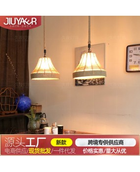 Retro hemp rope pendant light, internet famous Southeast Asian Zen style homestay, Western restaurant, clothing store, hotpot restaurant, hallway lighting fixtures