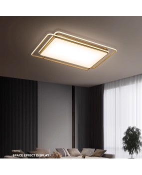 All copper living room light, modern, simple, atmospheric, home art, Mi Home intelligent rectangular eye protection, minimalist ceiling light