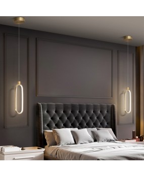Full copper bedroom headboard pendant light Nordic post-modern minimalist master bedroom creative personality living room background wall small pendant light
