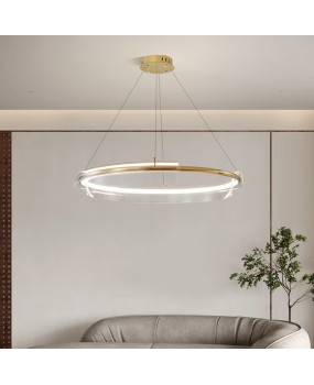 Postmodern light luxury living room LED ring pendant light Nordic minimalist internet famous atmospheric restaurant designer bedroom pendant light