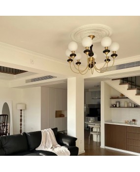 French living room pendant light, antique solid wood bedroom light, American retro restaurant main light, new Chinese magic bean dressing room light