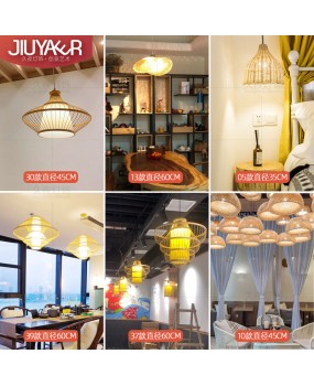 Bamboo art chandelier, Southeast Asian homestay, tea house, hotpot restaurant, farmhouse, creative Chinese lantern, Zen bamboo weaving lamp