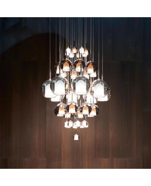 Modern and minimalist Italian designer restaurant pendant light, bar counter, bubble glass duplex staircase light, bedside small pendant light