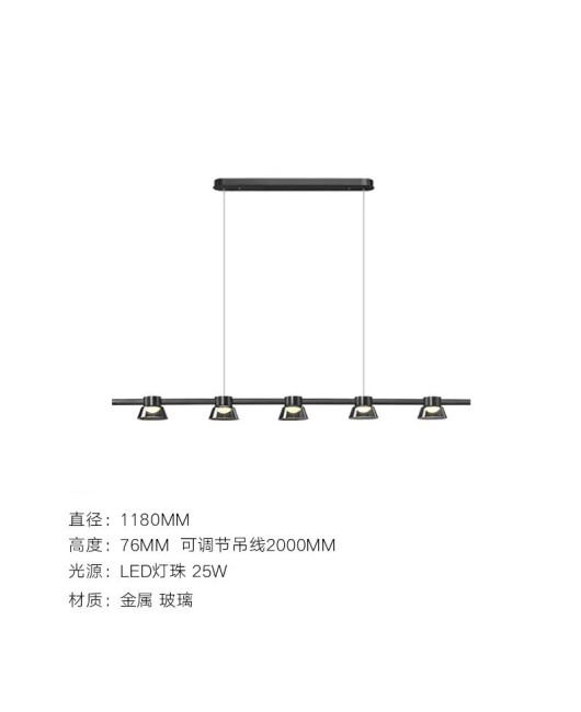 Italian minimalist restaurant pendant light, modern bar counter island, Nordic Italian designer, glass light luxury, one line long strip