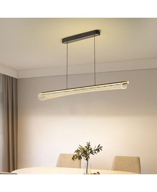Small waist grid long restaurant pendant light, modern, simple, light luxury bar counter, creative acrylic LED tea room pendant light