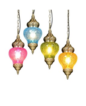 Southeast Asia Restaurant Foot Bath Club Stair Hanging Decoration Pendant Türkiye Style Colored Glass Colorful Glass Lamps