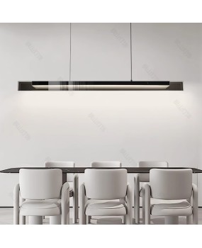 Italian minimalist restaurant pendant light, high-end modern minimalist island platform, artistic light and shadow, creative design sense, long glass lamp