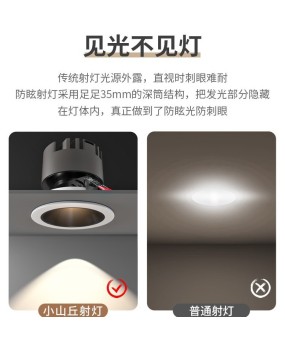 Small hill spotlights, embedded anti glare wall wash spotlights, household extremely narrow border LED ceiling lights, tube lights, living rooms