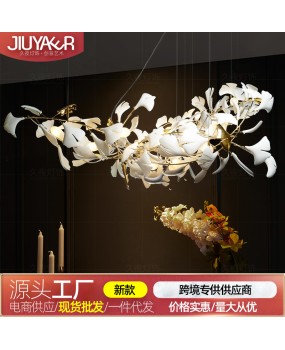Postmodern luxury living room, Western restaurant, duplex villa, hotel banquet hall, lobby bar counter, coffee shop, ceramic chandelier