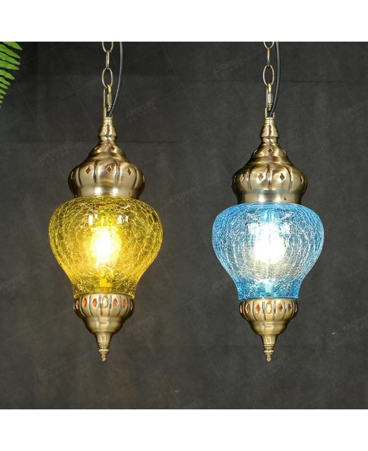 Southeast Asia Restaurant Foot Bath Club Stair Hanging Decoration Pendant Türkiye Style Colored Glass Colorful Glass Lamps