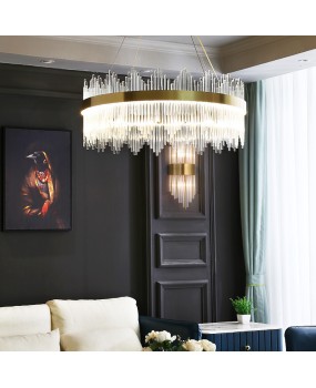 Light luxury pendant light, simple modern bedroom crystal lamp, post-modern crown lamp, whole house package, combined living room lamp