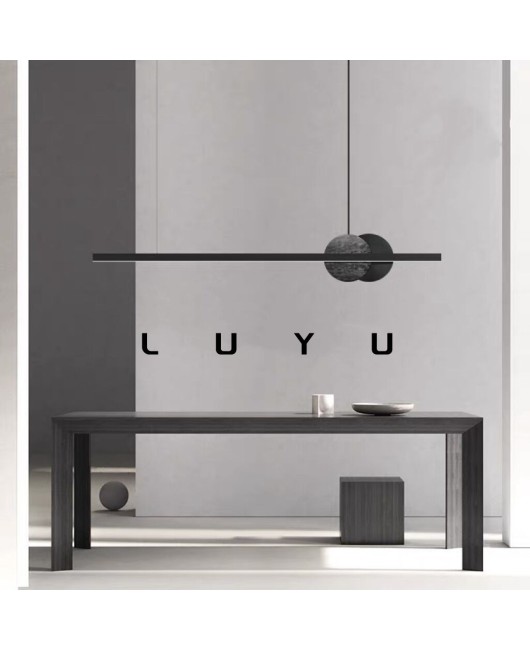 Italian minimalist light luxury all copper long bar restaurant pendant light, modern atmospheric designer model room dining table island table lighting fixtures