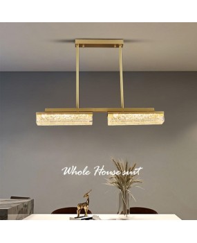 Full copper light luxury minimalist pendant lamp, post-modern high-end restaurant lamp, atmospheric high-end designer, ice crystal resin bar desk lamp