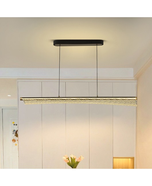 Small waist grid long restaurant pendant light, modern, simple, light luxury bar counter, creative acrylic LED tea room pendant light
