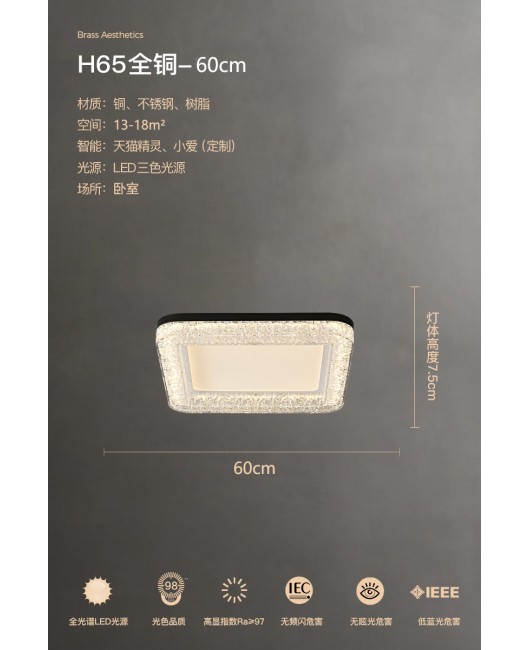 All copper living room light luxury high-end feeling ceiling light Italian minimalist living room main light modern minimalist new whole house light