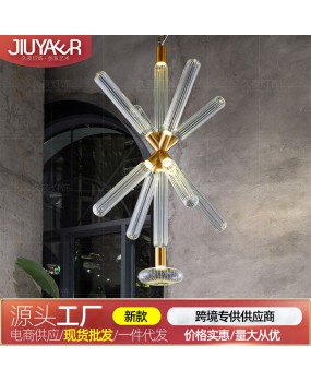 Postmodern designer's light luxury glass tube chandelier, Western restaurant, hotel club, model room, sales department, snowflake chandelier