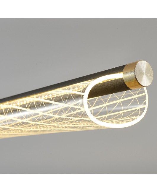 Small waist grid long restaurant pendant light, modern, simple, light luxury bar counter, creative acrylic LED tea room pendant light