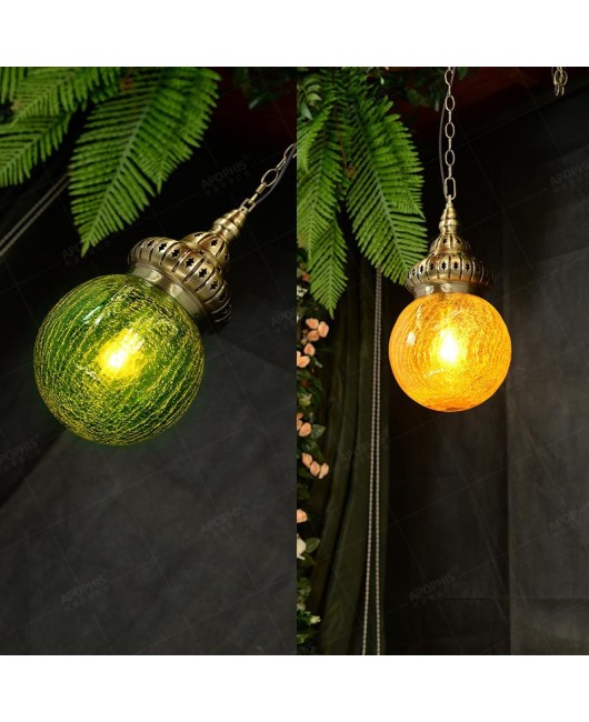 Arabic retro cracked colored glass chandelier hotel Western restaurant bar Southeast Asian bar counter display window corridor light