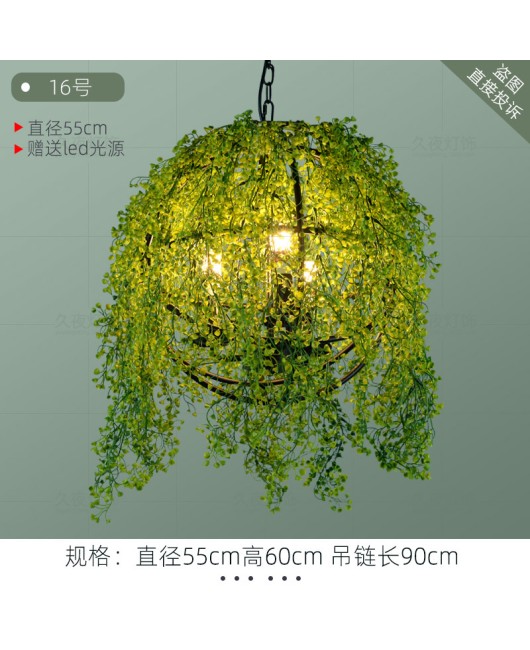 Industrial style retro walnut music restaurant bar plant flower pendant light creative green plant circular art pendant light