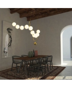 Postmodern luxury staircase pendant light Nordic designer restaurant hotel lobby glass ball necklace creative pendant light