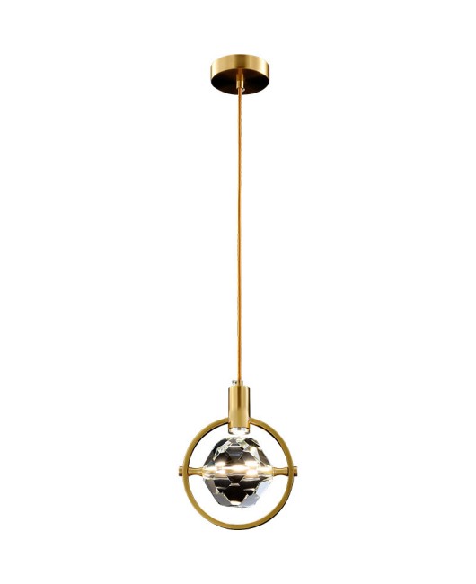 Postmodern luxury crystal pendant light Nordic all copper creative bedroom bedside lamp corridor single head dining bar pendant light