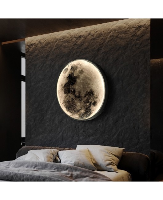 Lunar wall lamp, bedroom bedside lamp, Nordic light luxury creative personality, minimalist corridor, living room background wall decoration wall lamp
