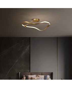 All copper minimalist modern bedroom light LED ceiling light creative personality Nordic light luxury master bedroom room study lighting
