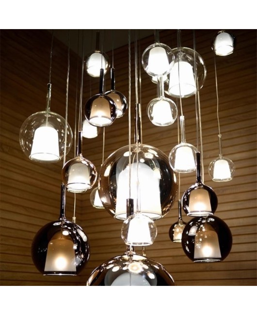 Modern and minimalist Italian designer restaurant pendant light, bar counter, bubble glass duplex staircase light, bedside small pendant light