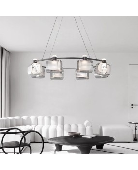 Italian minimalist all copper restaurant pendant light, modern minimalist bar counter, Nordic designer high-end creative glass strip light
