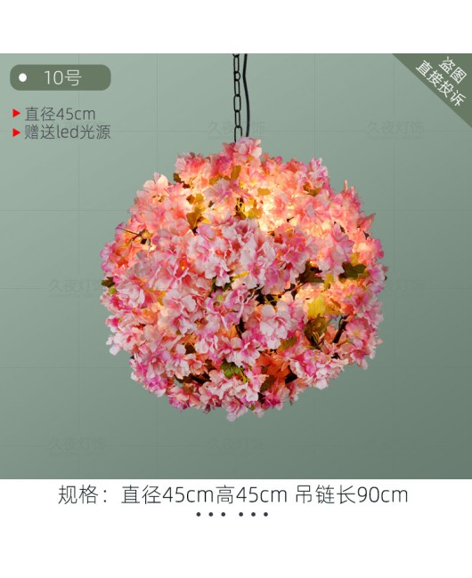 Industrial style retro walnut music restaurant bar plant flower pendant light creative green plant circular art pendant light
