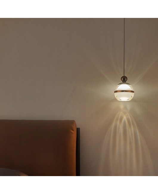 Nordic master bedroom amber single head round ball headboard pendant light, high-end modern and simple long line bar counter pendant light