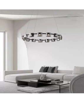 Italian minimalist one line long glass restaurant pendant light, modern minimalist design bar counter, Nordic creative living room light